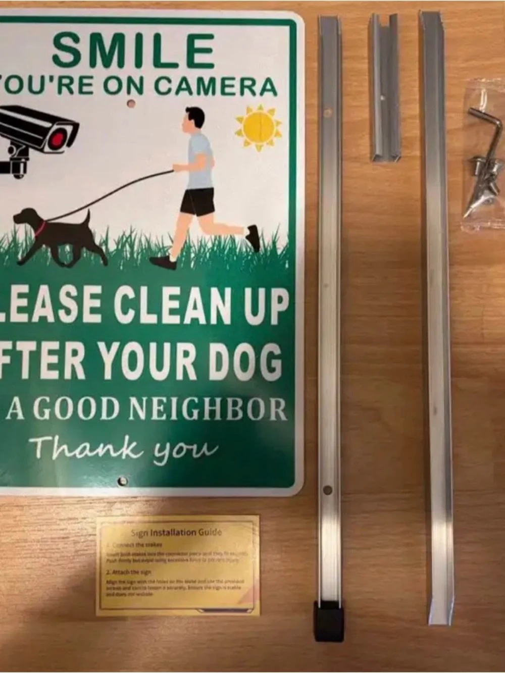 2. Please Clean Up After Your Dog Lawn Signs - Green/White